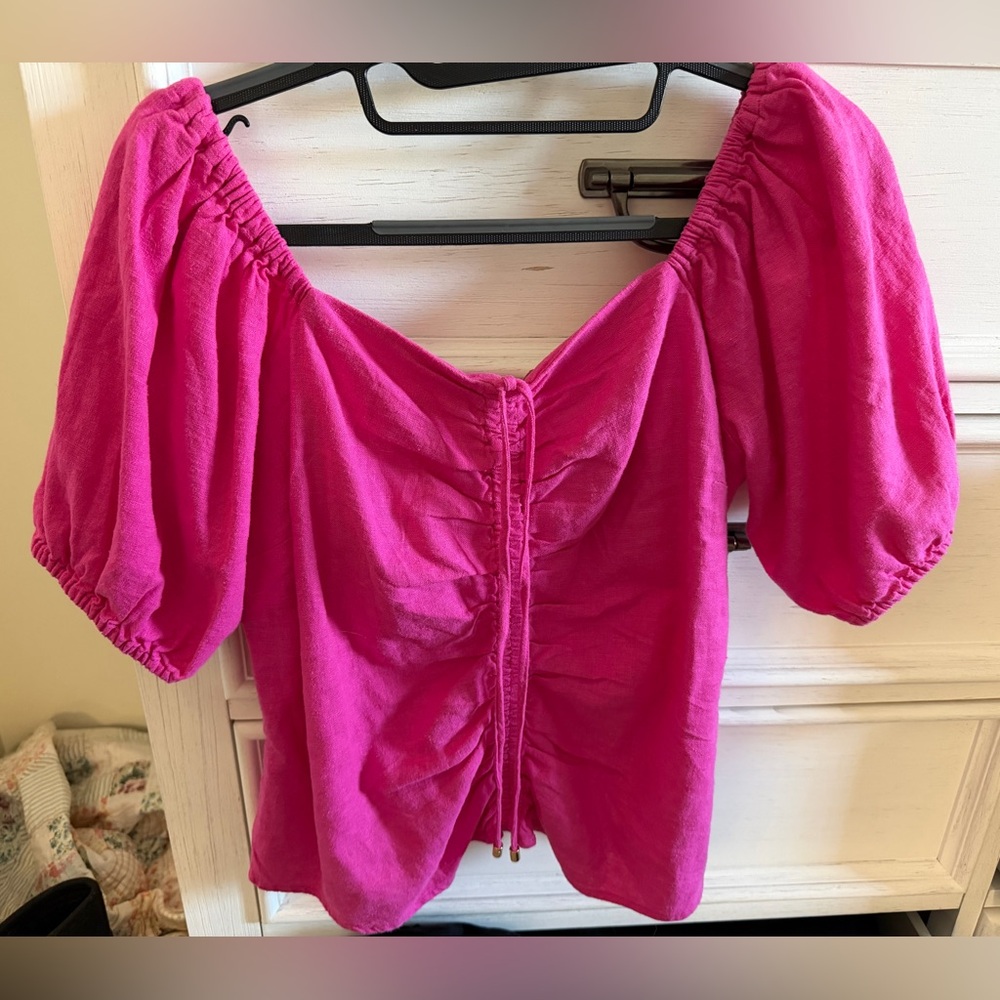 Michael Kors Fuchsia Puff Sleeve Blouse